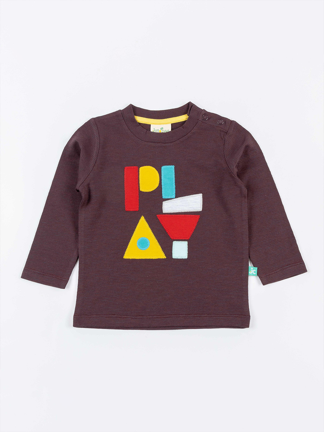 

JusCubs Boys Brown Geometric Printed Cotton T-shirt