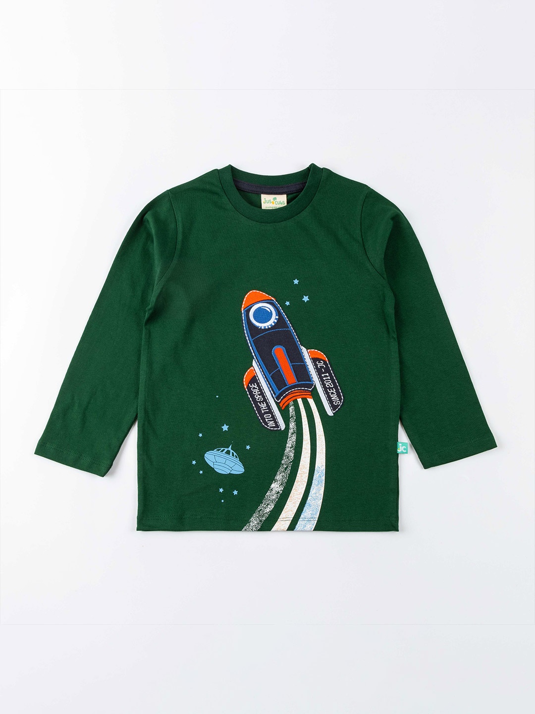 

JusCubs Boys Green Graphic Printed Cotton T-shirt