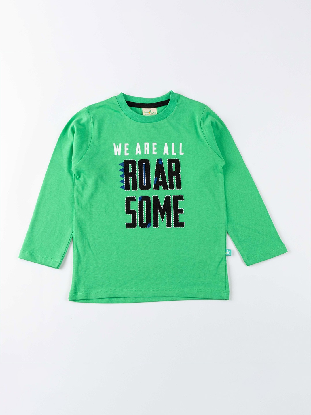 

JusCubs Boys Green Typography Printed Cotton T-shirt