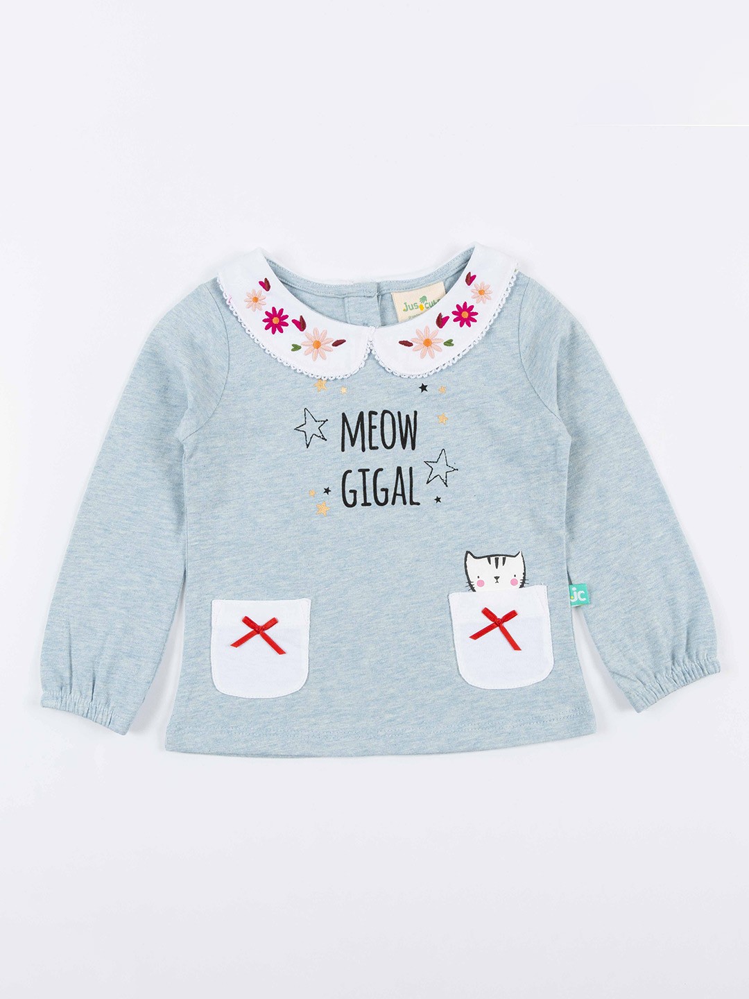 

JusCubs Girls Blue Applique T-shirt