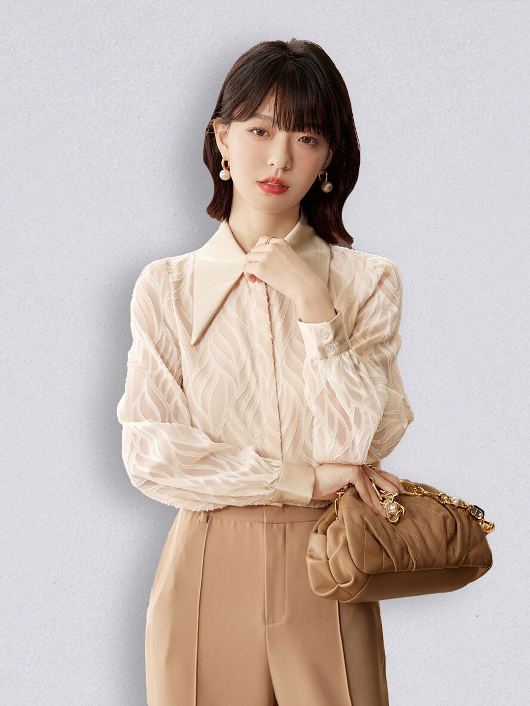 

JC Collection Women Beige Self Design Casual Shirt