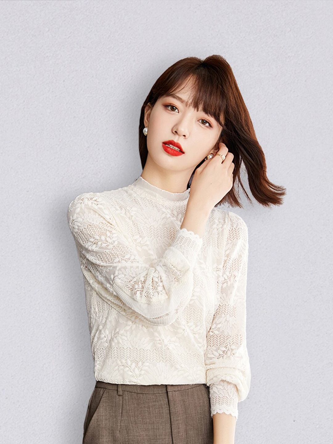 

JC Collection White Floral Lace Top
