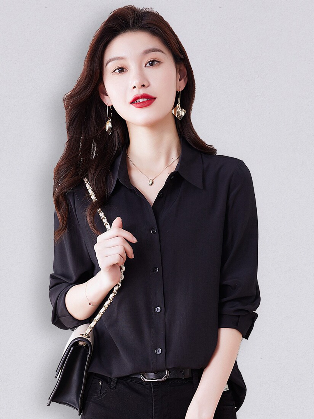 

JC Collection Women Black Solid Casual Shirt