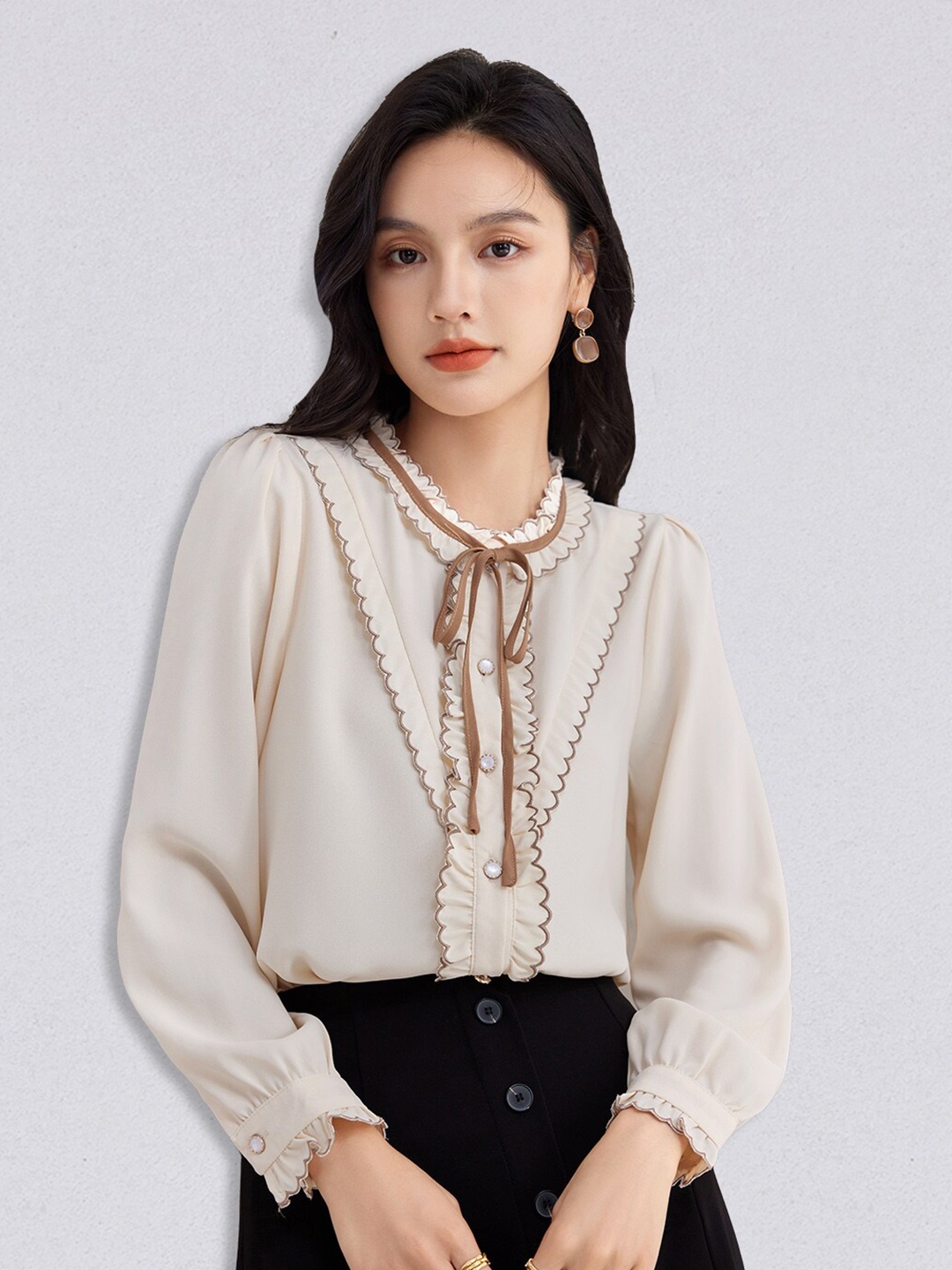 

JC Collection Women Cream-Coloured Casual Shirt