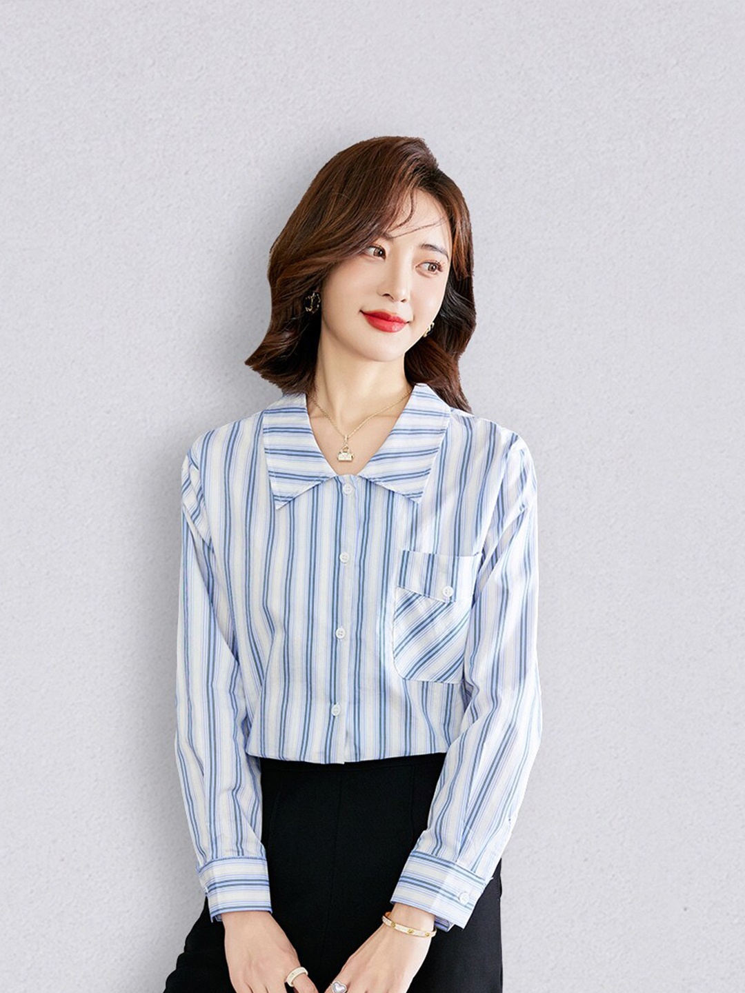 

JC Collection Women White Striped Casual Shirt
