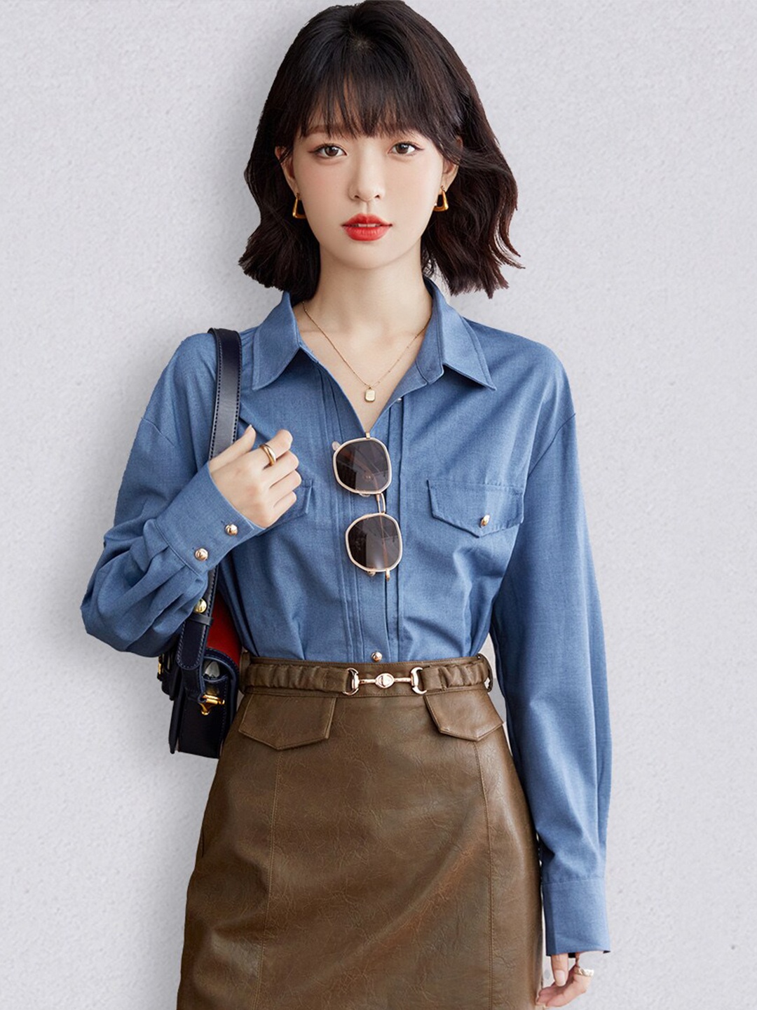 

JC Collection Women Blue Solid Casual Shirt