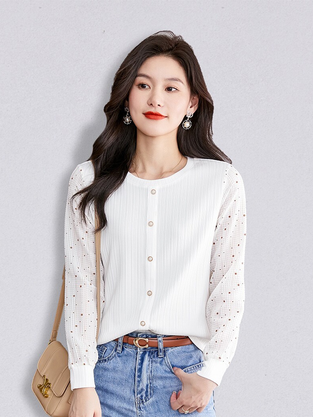 

JC Collection Women White Striped Top