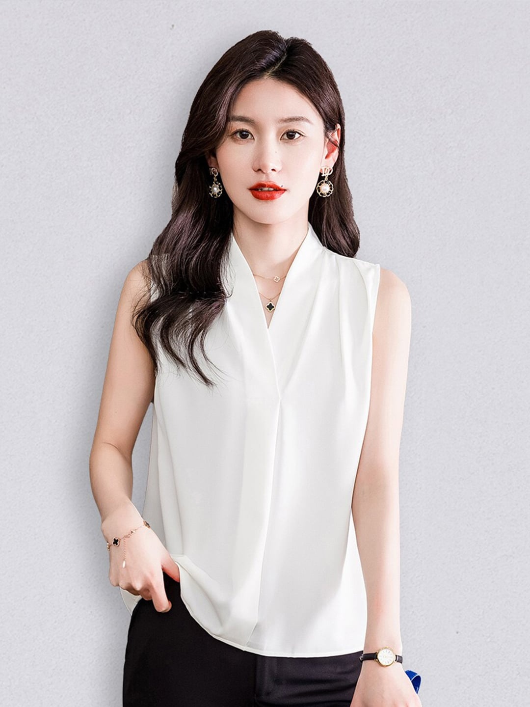 

JC Collection Women White Solid Top