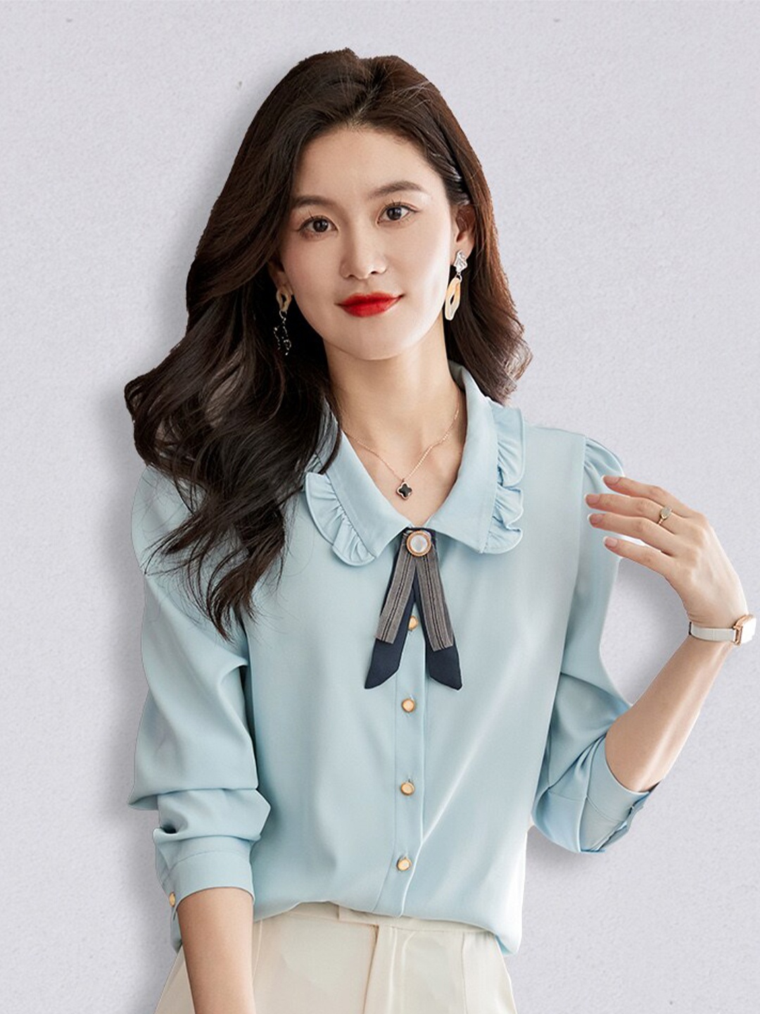 

JC Collection Women Blue Solid Polyester Casual Shirt