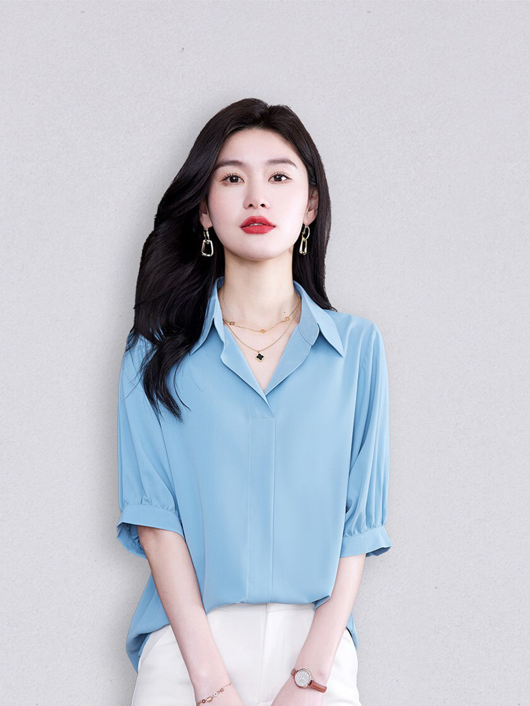 

JC Collection Women Blue Solid Polyester Casual Shirt