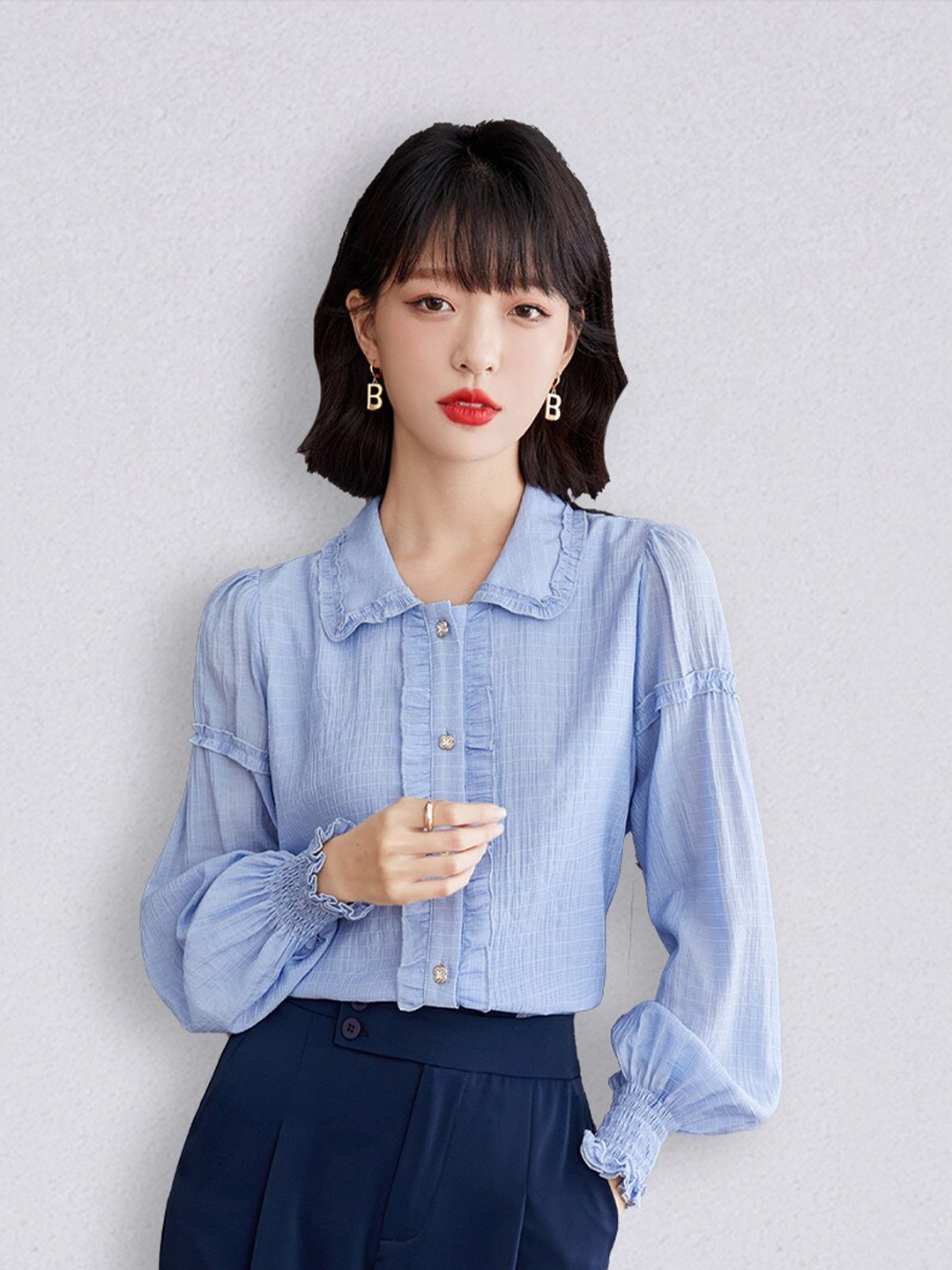 

JC Collection Women Blue Solid Polyester Casual Shirt