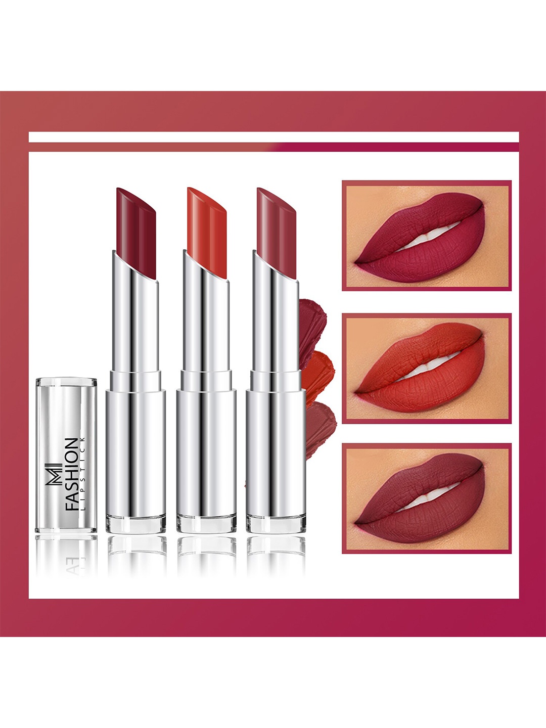 

MI FASHION Set Of 3 Creme Matte Long Lasting Lipstick-10.5gm, Brown