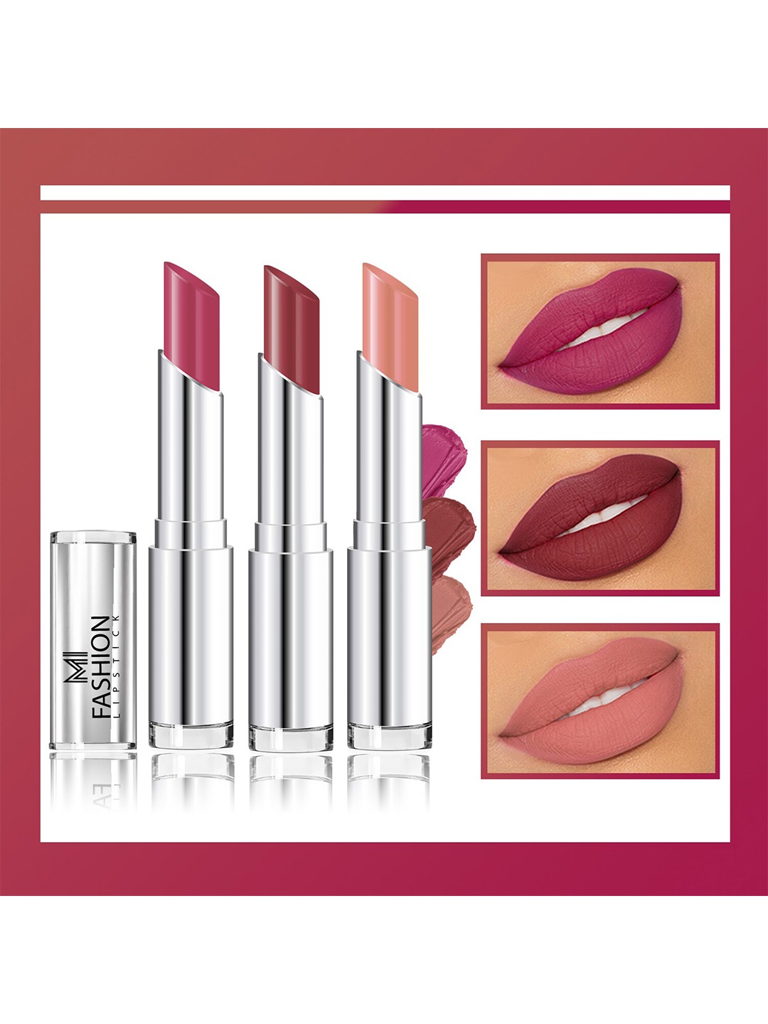 

MI FASHION Set Of 3 Creme Matte Long Lasting Lipstick-10.5gm, Purple