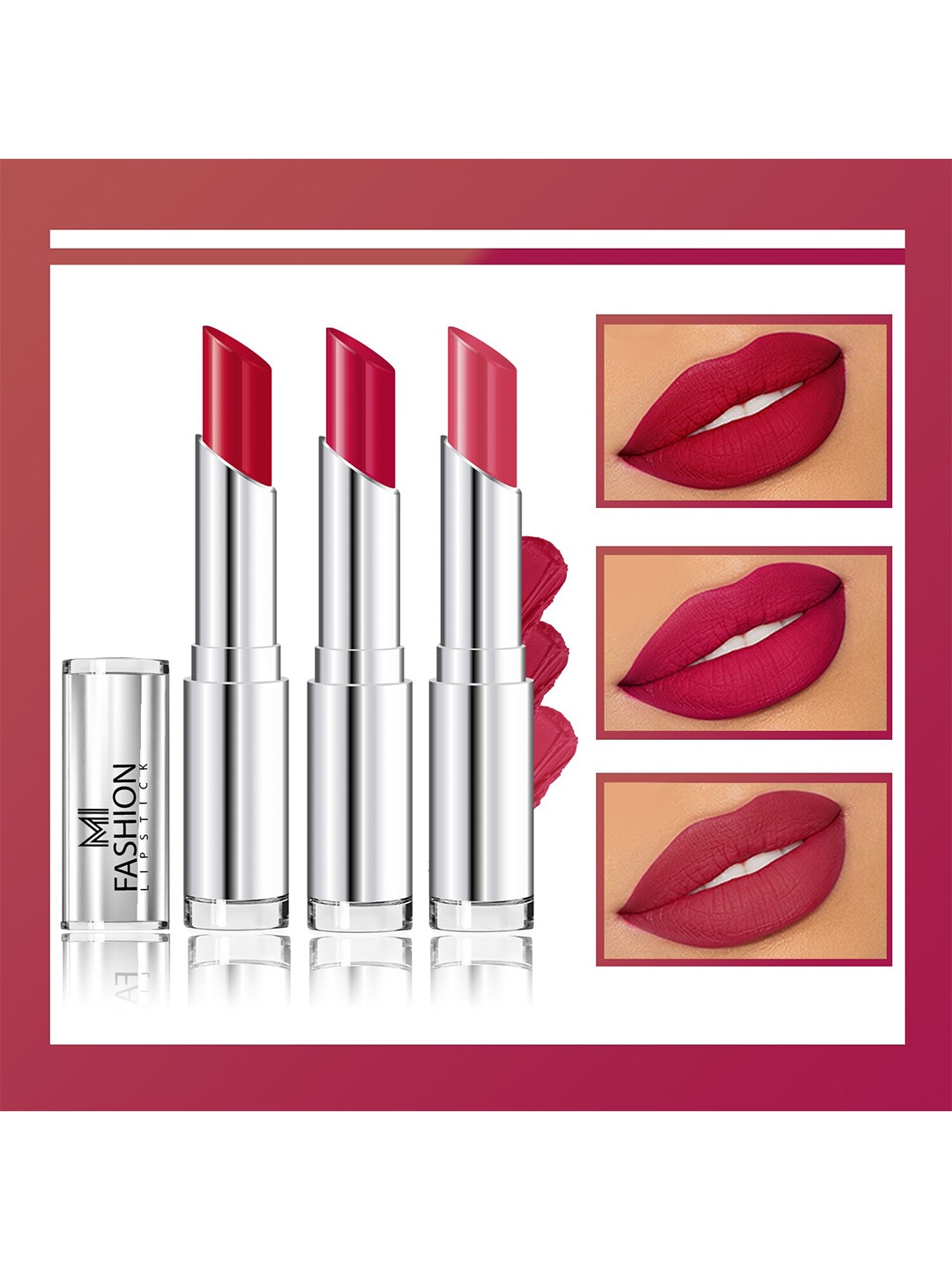 

MI FASHION Set Of 3 Creme Matte Long Lasting Lipstick 10.5gm, Pink