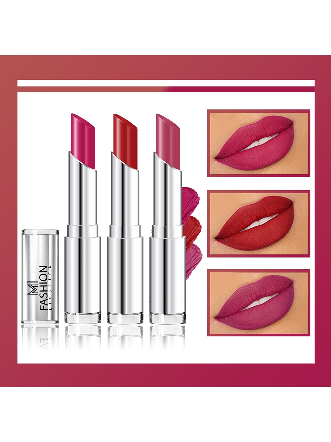 

MI FASHION Set Of 3 Creme Matte Long Lasting Lipstick-10.5gm, Pink