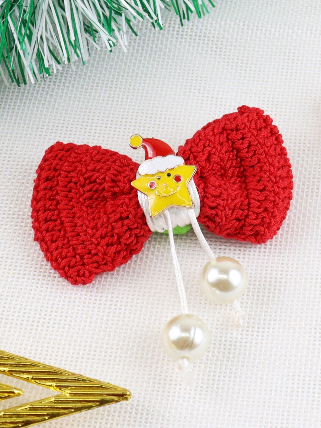 

Asthetika Kids Girls Red & White Embellished Alligator Hair Clip
