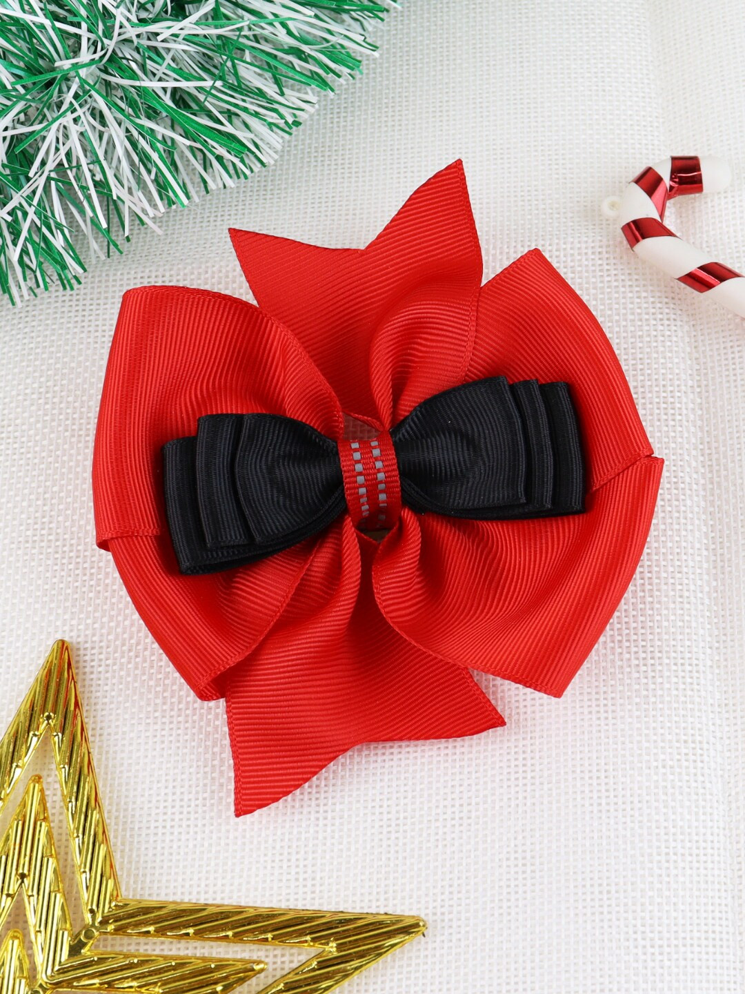 

Asthetika Kids Girls Red & Black Embellished Alligator Hair Clip