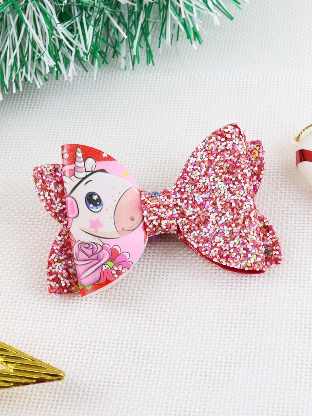 

Asthetika Kids Girls Red & White Embellished Alligator Hair Clip