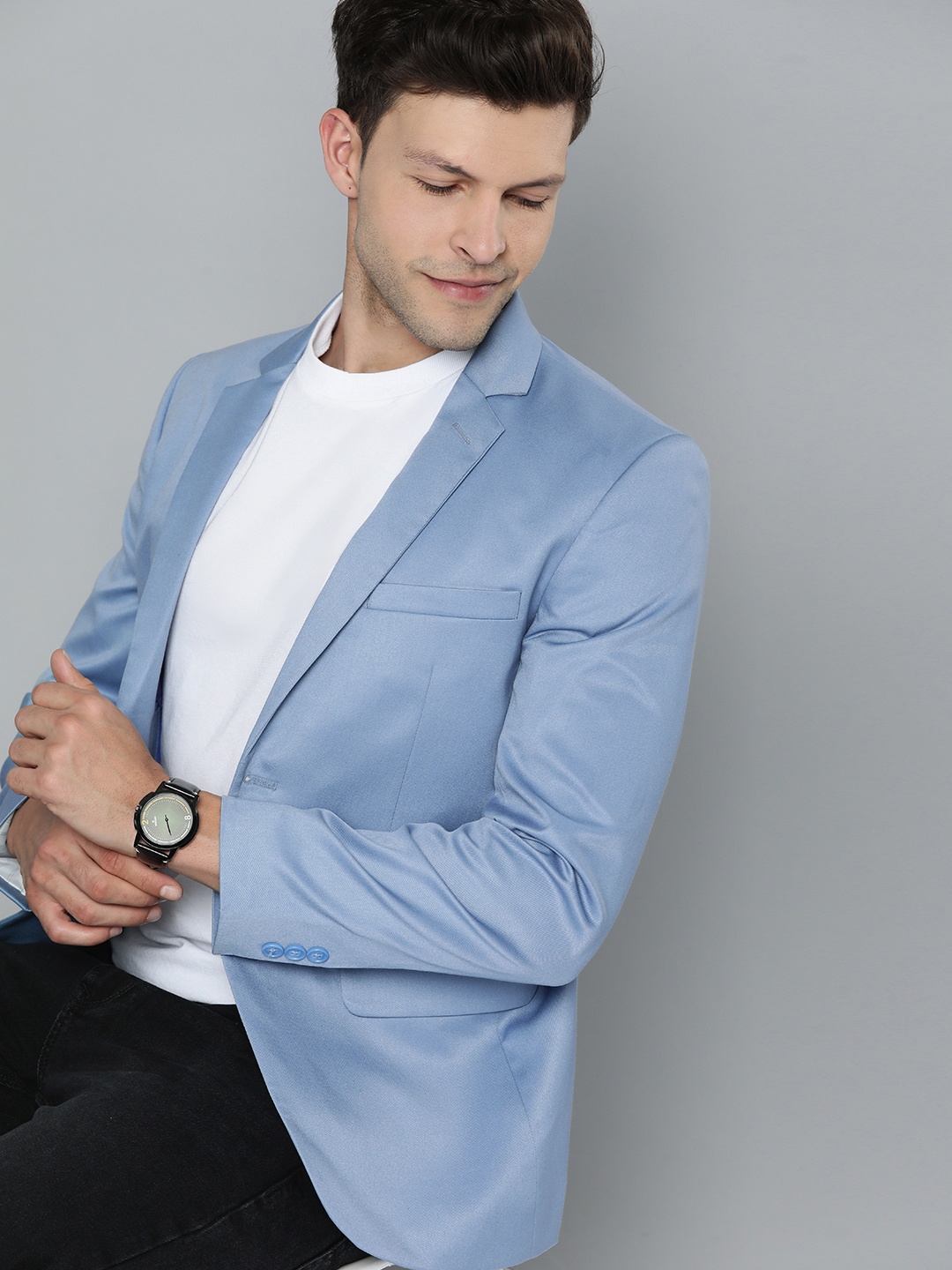 

HERE&NOW Men Solid Regular Fit Single Breasted Blazer Blazer, Blue