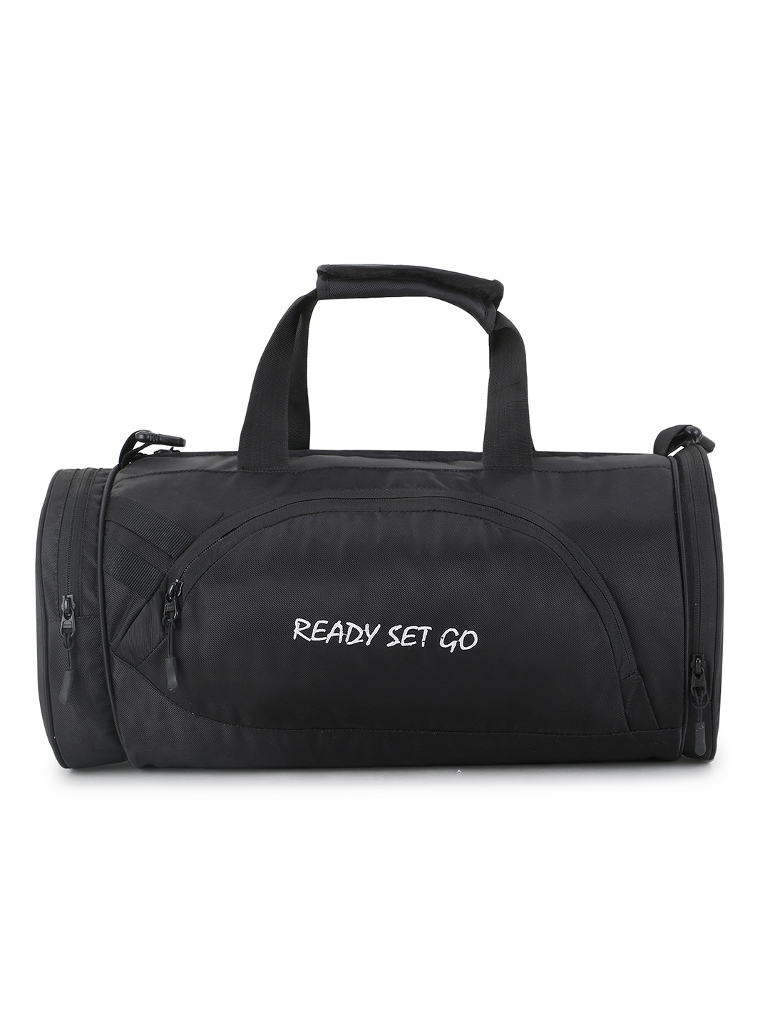 

TRAVEL POINT Black Printed Water Resistant Gym Duffel Bag