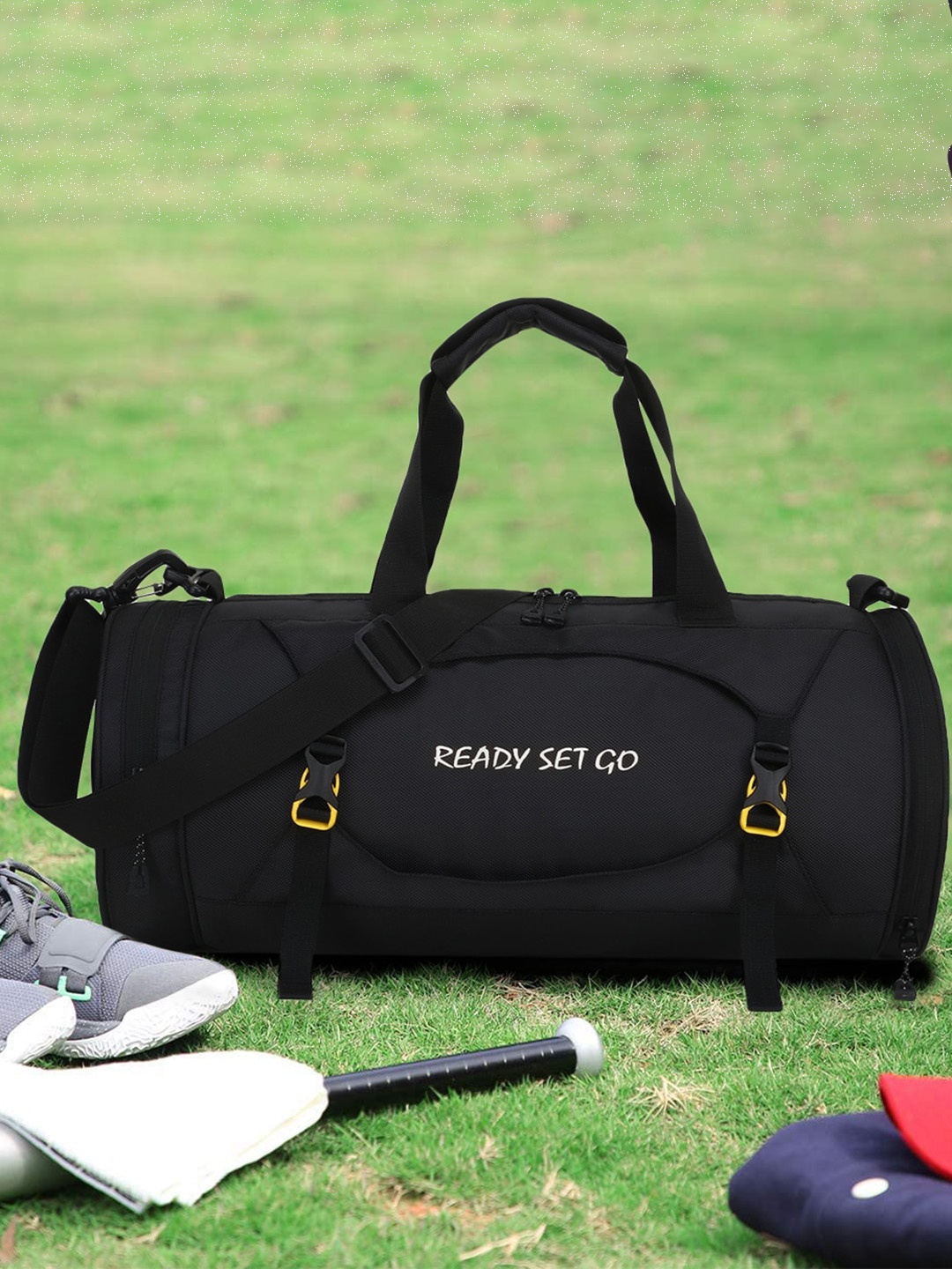 

TRAVEL POINT Black Solid Gym Duffel Bag, White