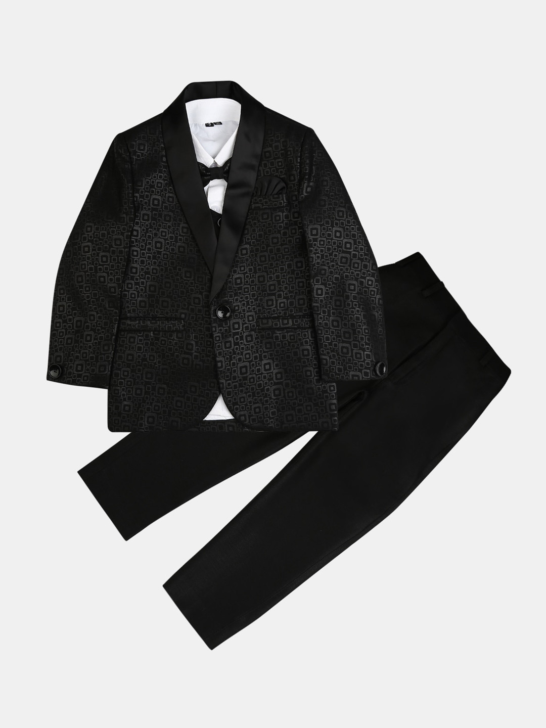 

V-Mart Boys Black Solid 3-Piece Suit