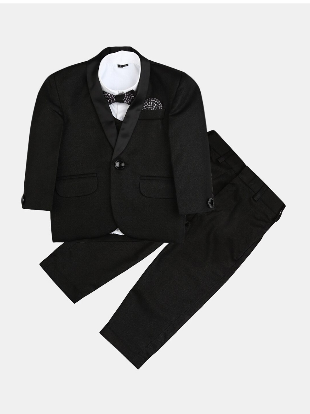 

V-Mart Boys Black Solid 5 Piece Single-Breasted Suit