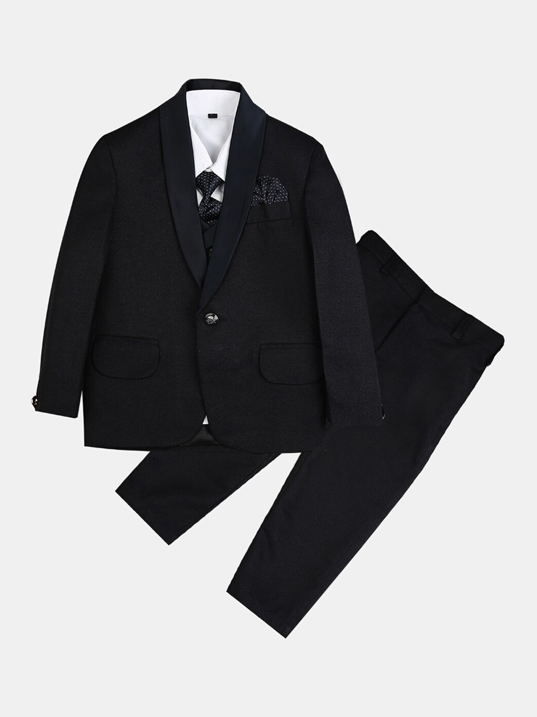 

V-Mart Boys Navy Blue & White Solid Single Breasted 5-Piece Suits