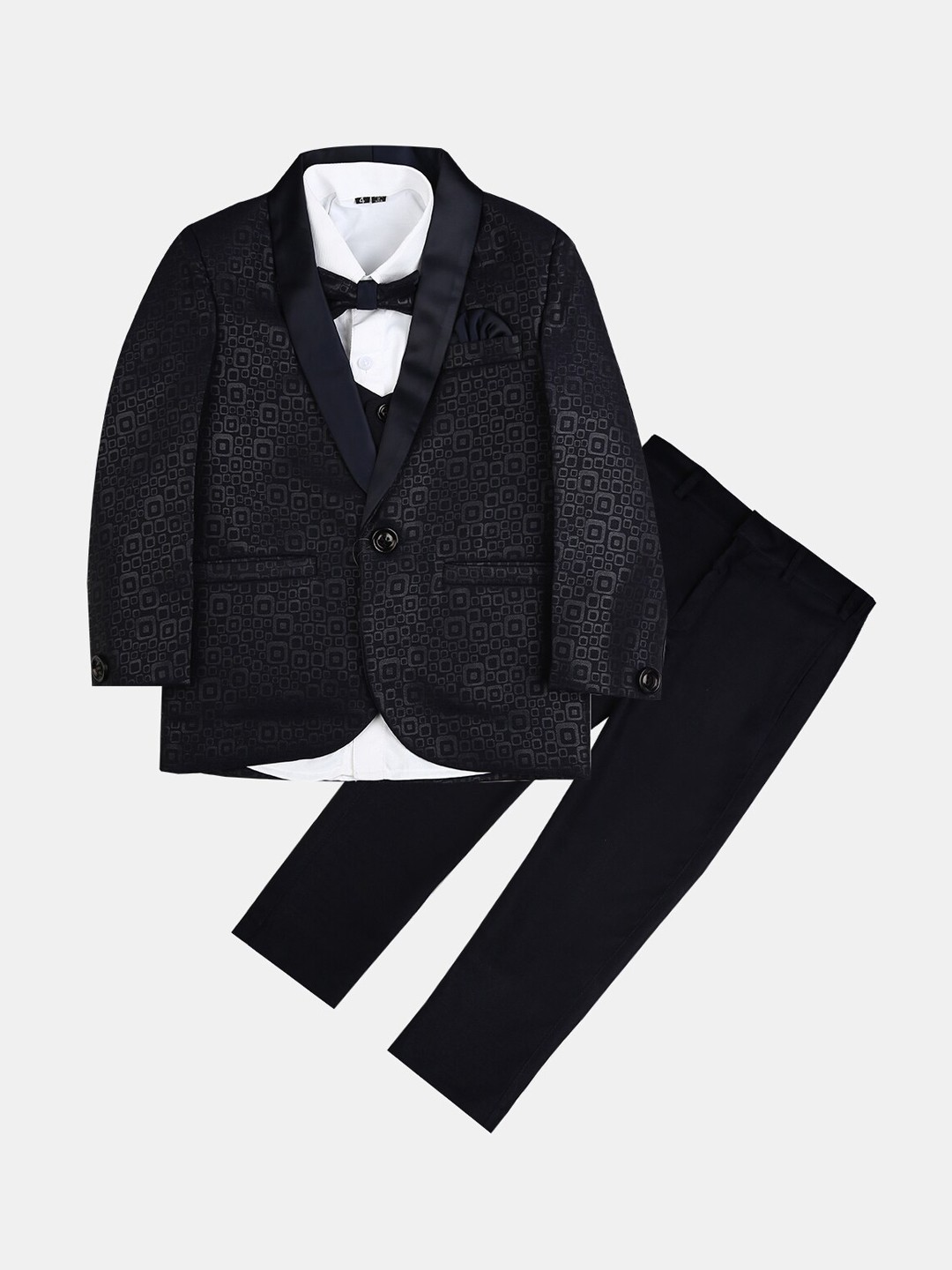 

V-Mart Boys Blue & White Solid Single Breasted 5-Piece Suits