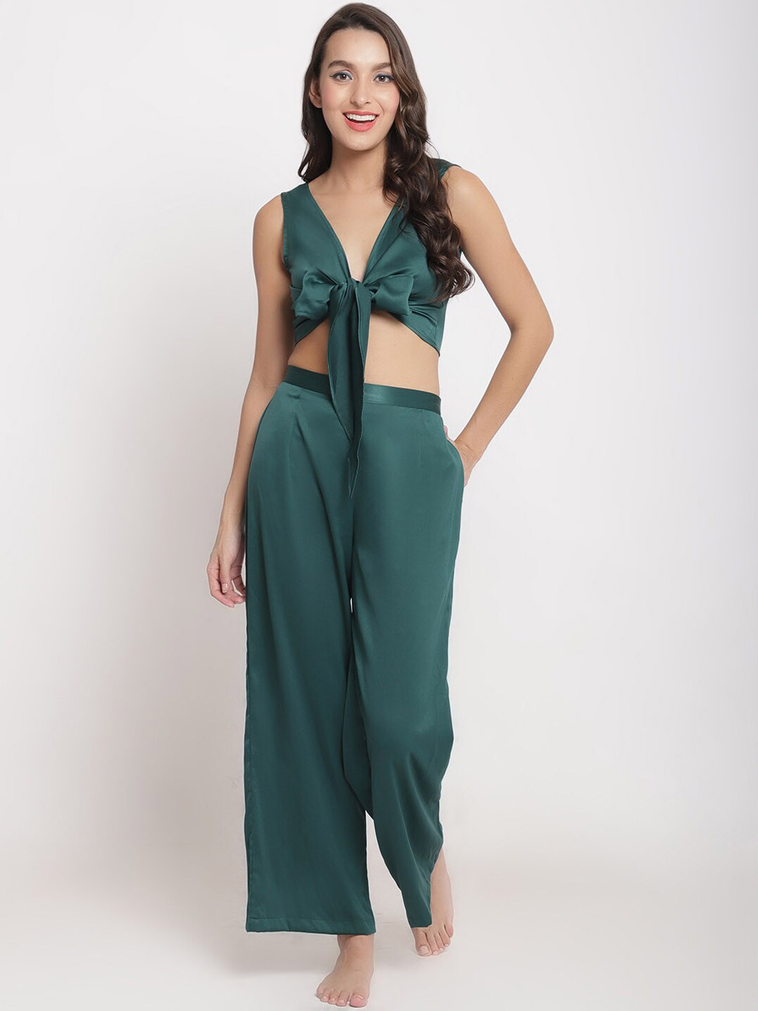 

EROTISSCH Women Green Solid Swimwear Set