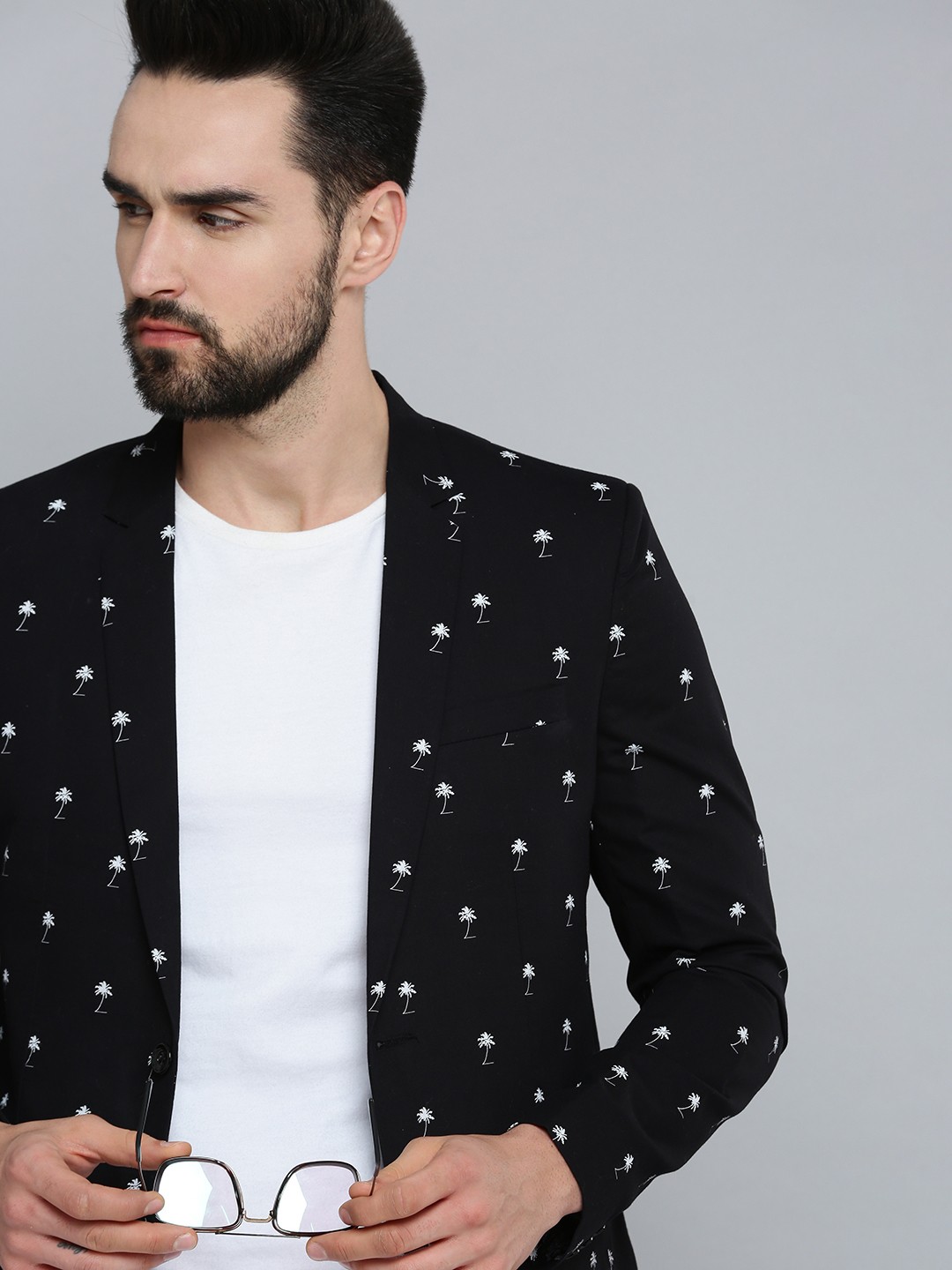 

SHOWOFF Men Black Printed Single-Breasted Party Blazers