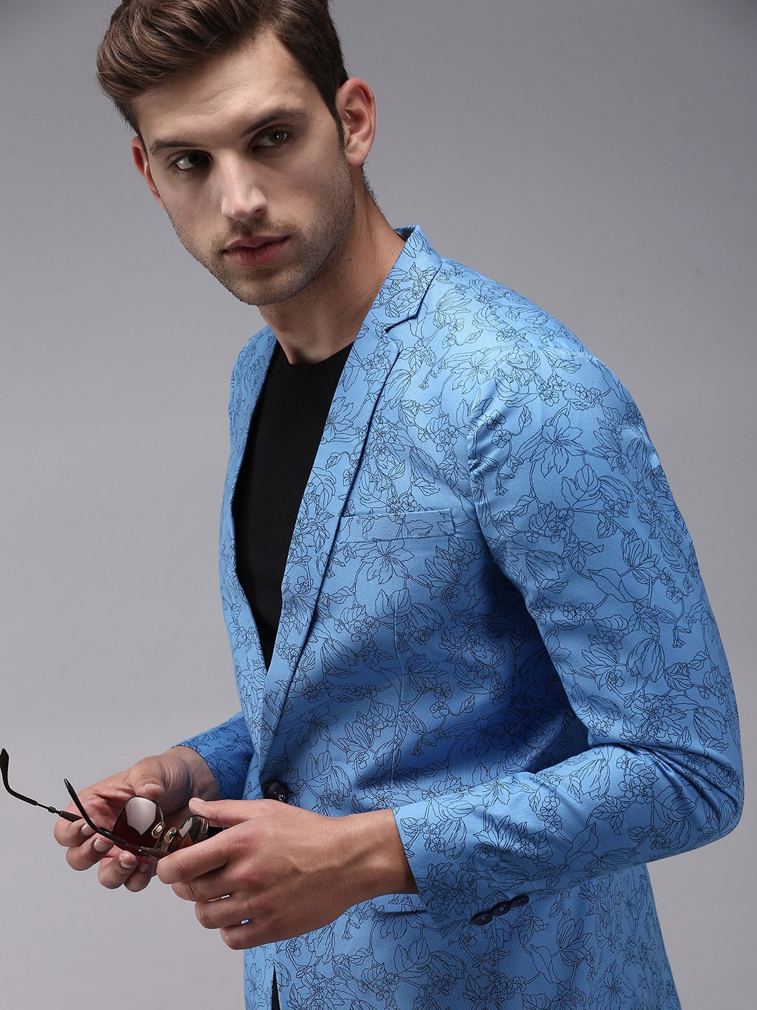 

SHOWOFF Men Blue Printed Single Breasted Blazers