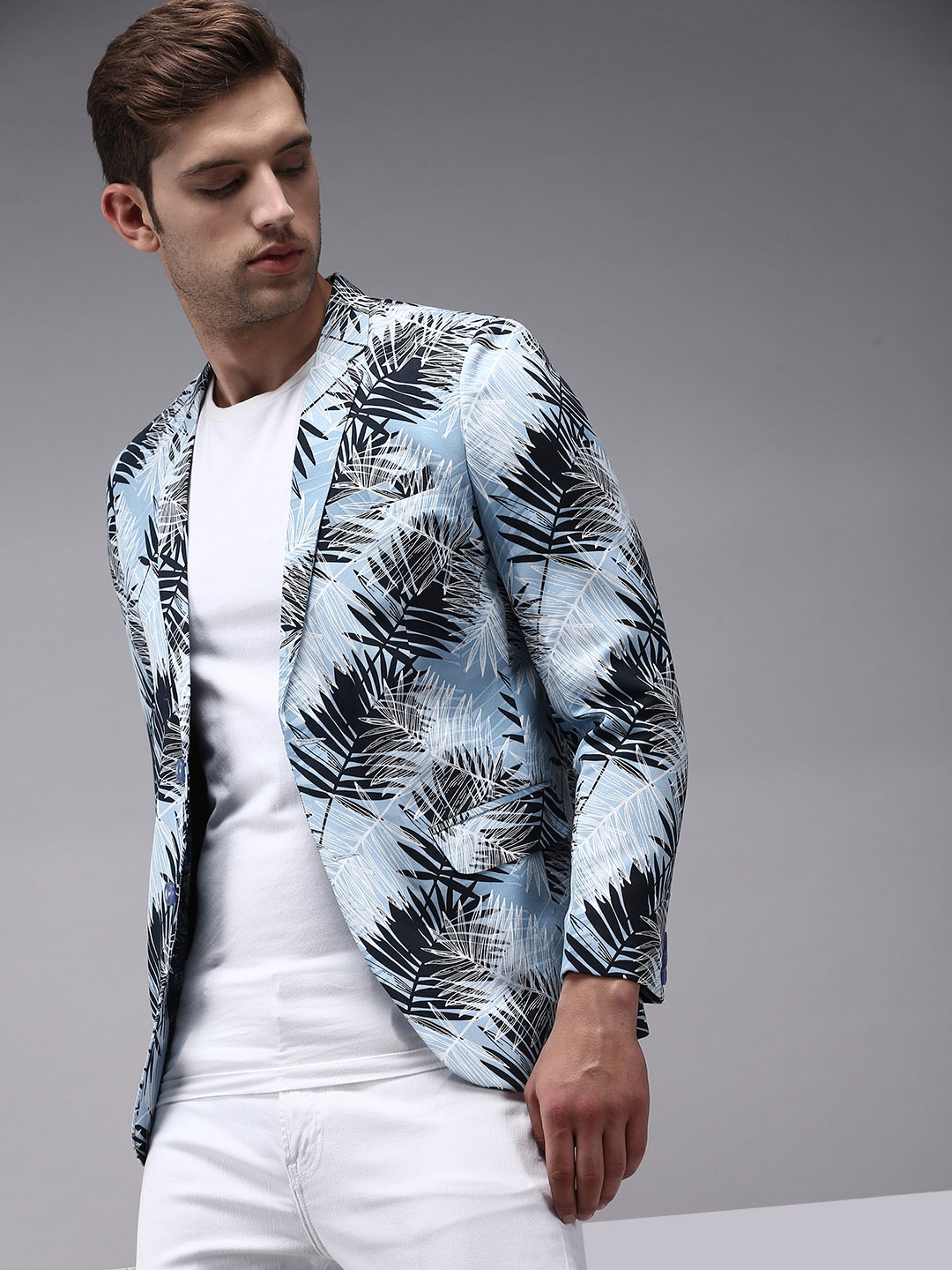 

SHOWOFF Men Blue Printed Single Breasted Blazers
