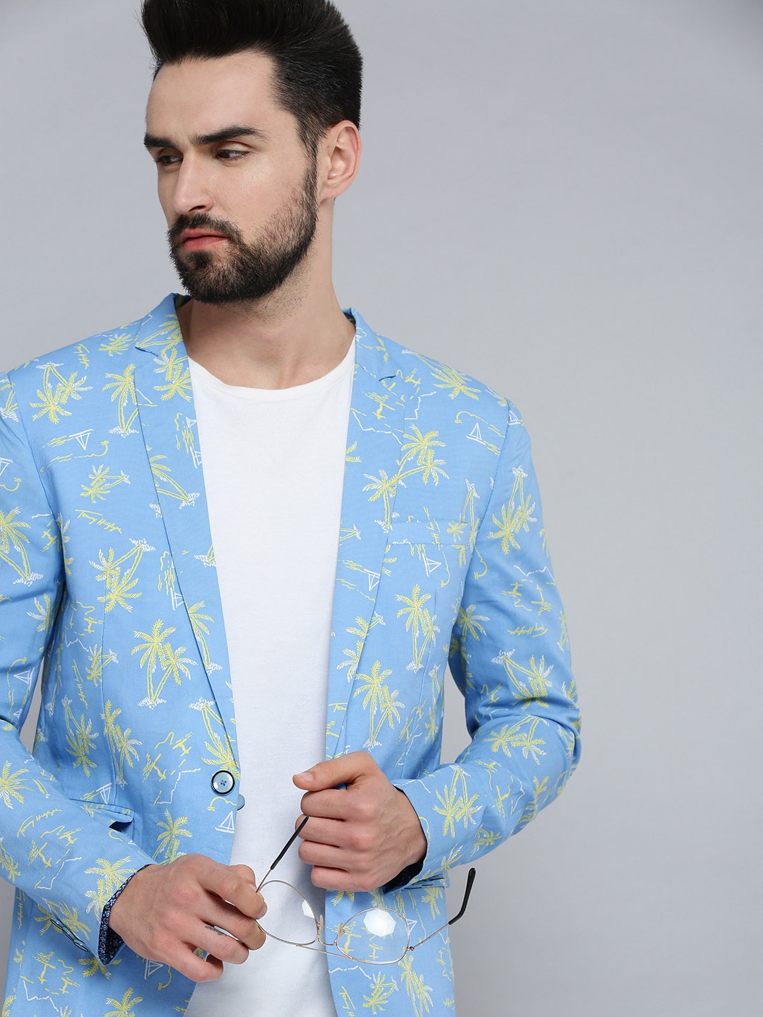 

SHOWOFF Men Blue Printed Blazer