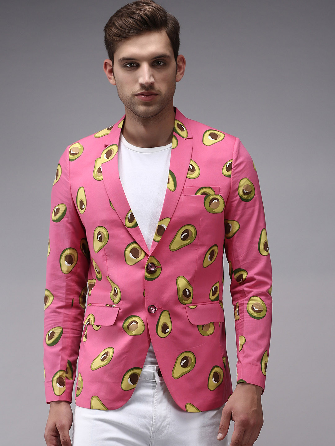

SHOWOFF Men Pink Printed Single-Breasted Blazer