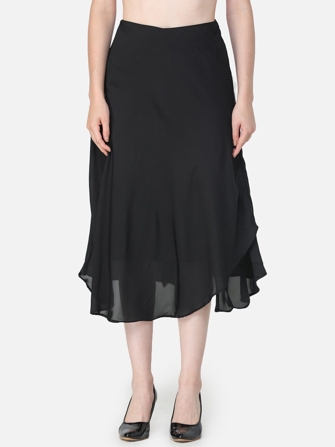 

SCORPIUS Women Black Solid Asymmetric A Line Skirt