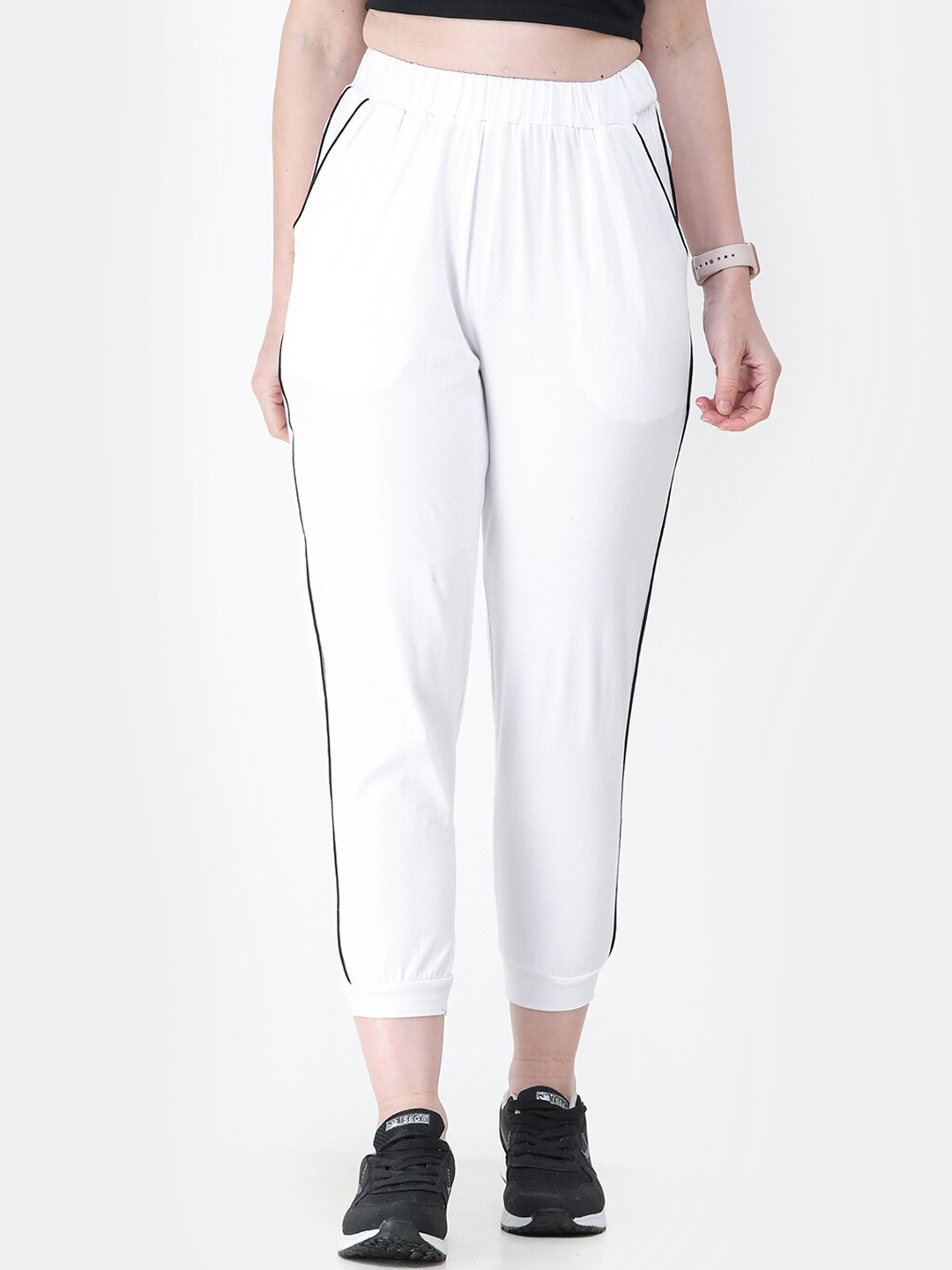 

SCORPIUS Women White Solid Cotton Joggers