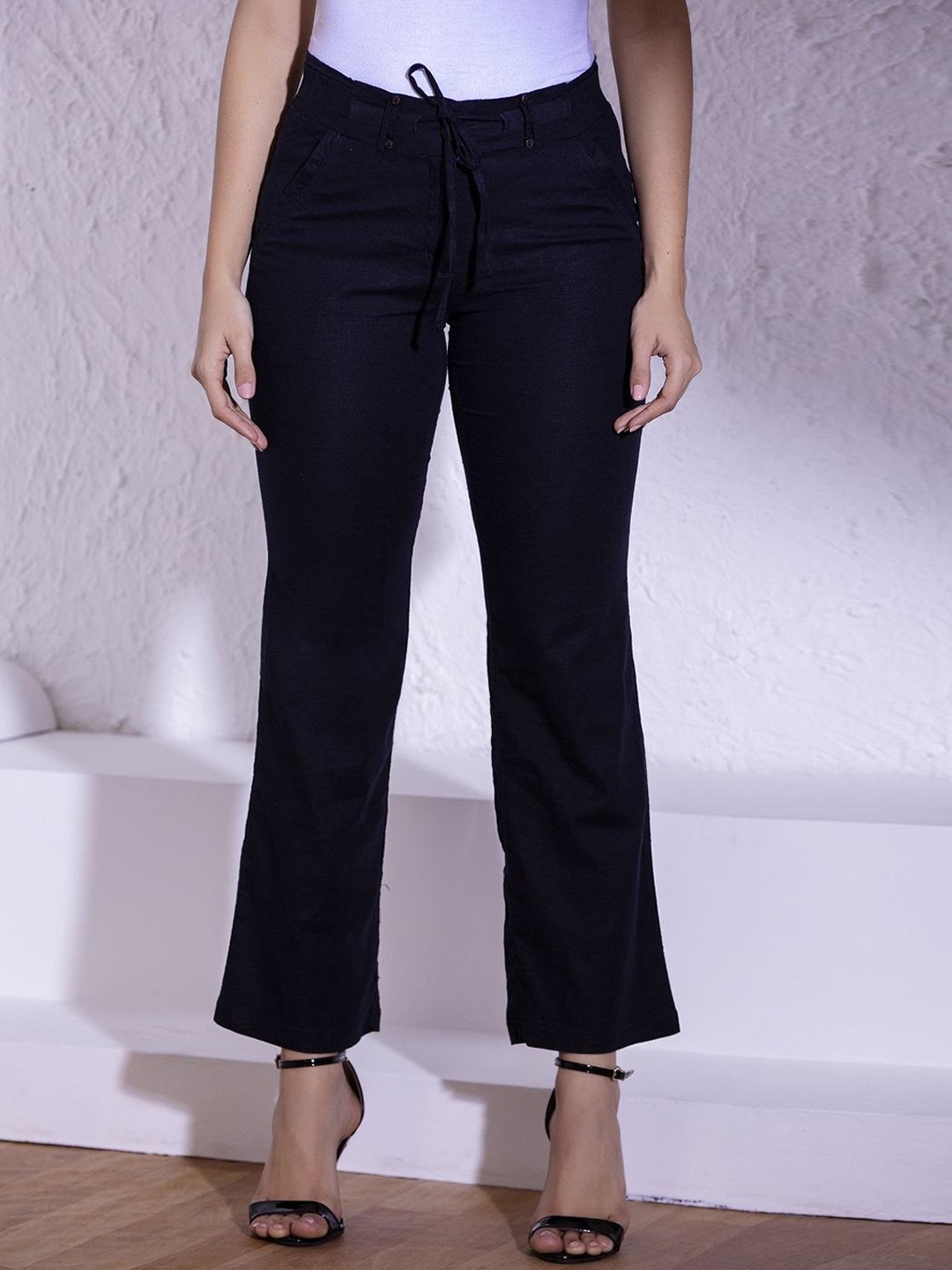 

Lakshita Women Blue Corduroy Boot Cut Trousers