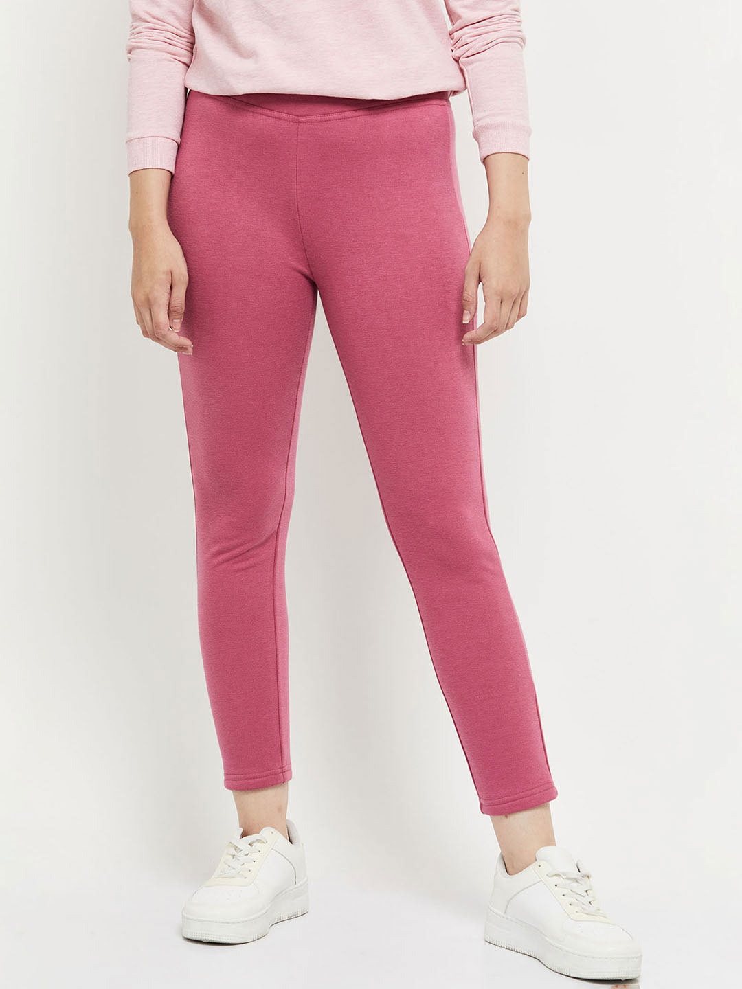 

max Women Mauve Pink Solid Ankle Length Leggings