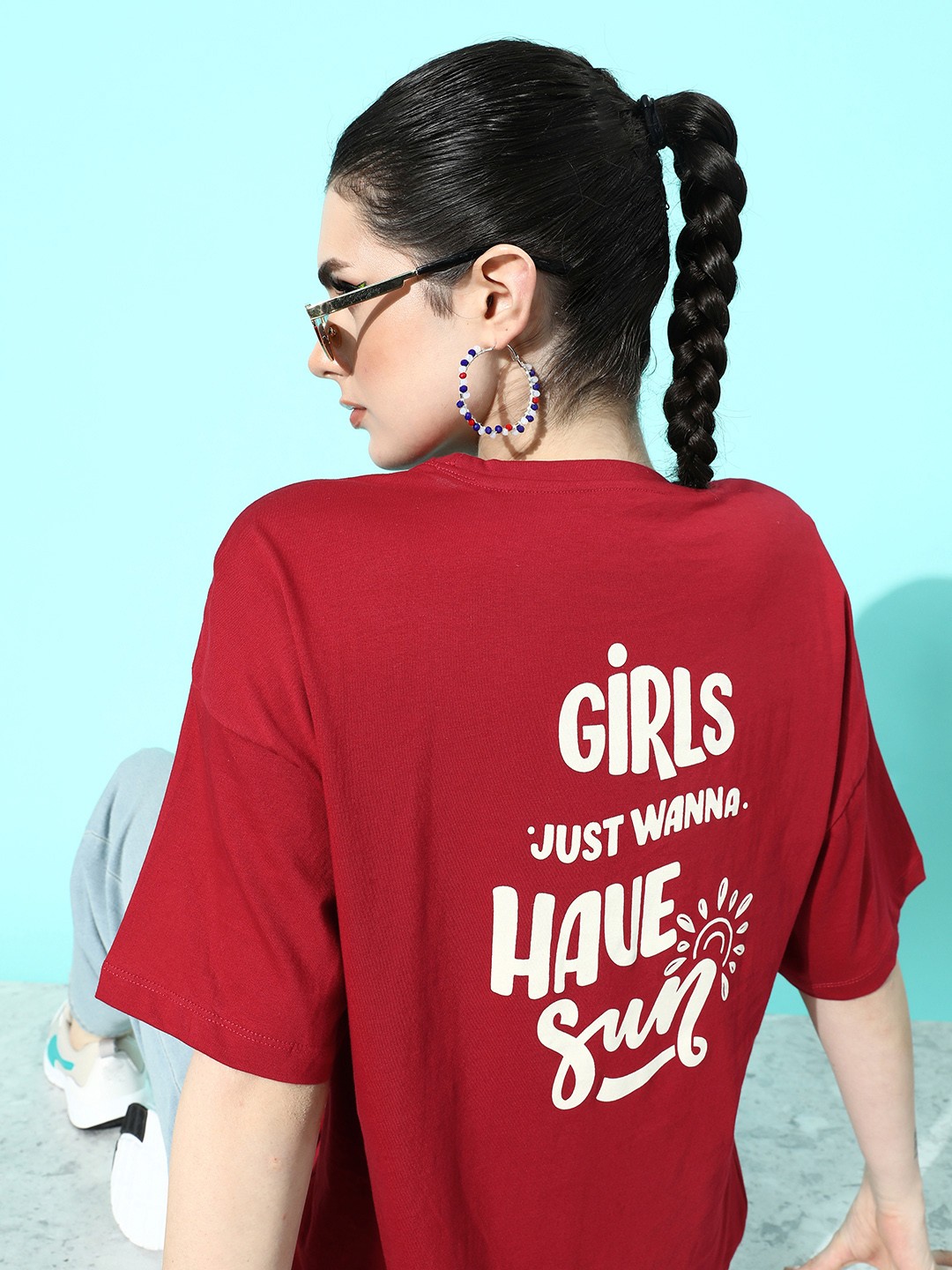

DressBerry Jester Red Pure Cotton Hollaback Poster Graphics Back Print T-shirt