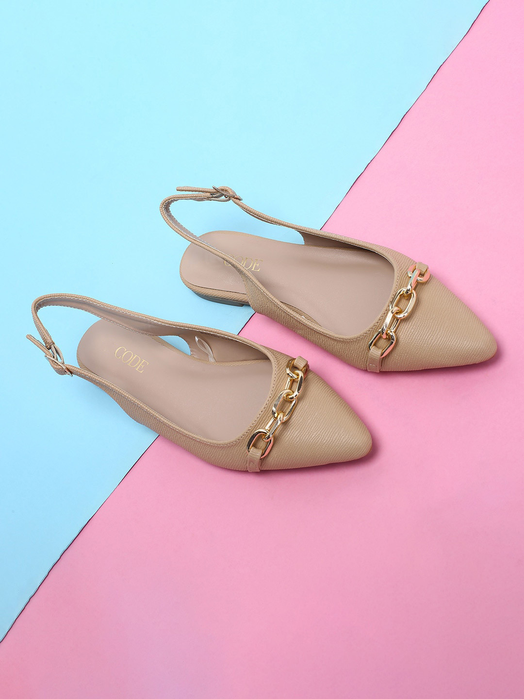 

CODE by Lifestyle Women Beige Solid Flats With Buckle