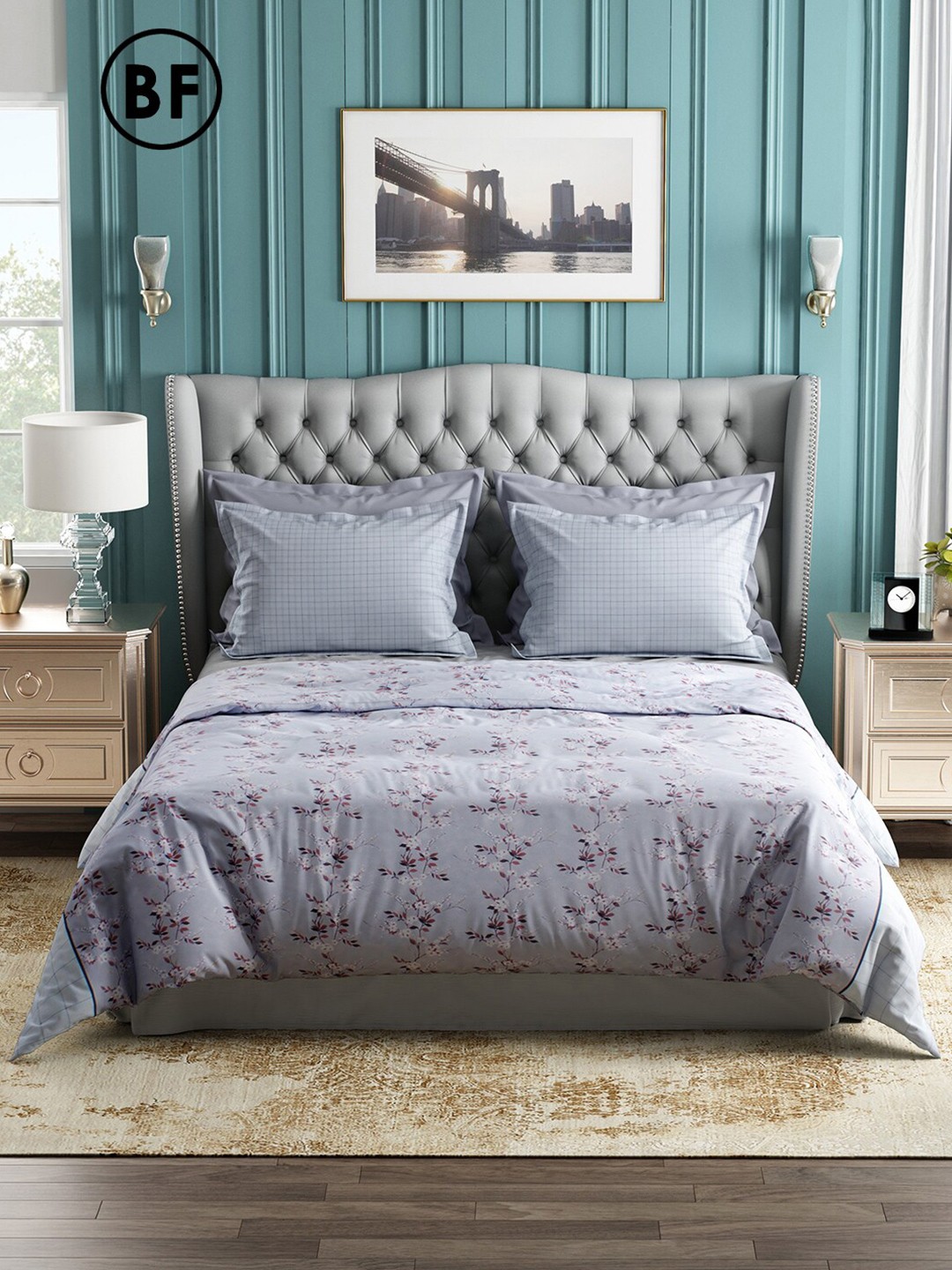 

Story@home Brown & Purple Floral 144 TC Cotton Queen Bedsheet with 2 Pillow Covers