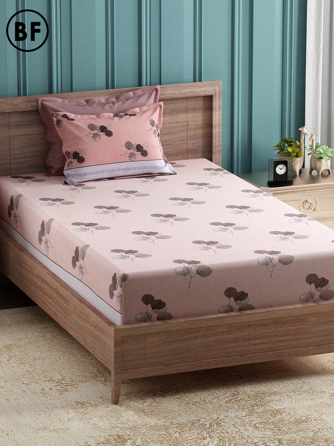 

Story@home Floral 144 TC Cotton Single Bedsheet with 1 Pillow Cover, Peach