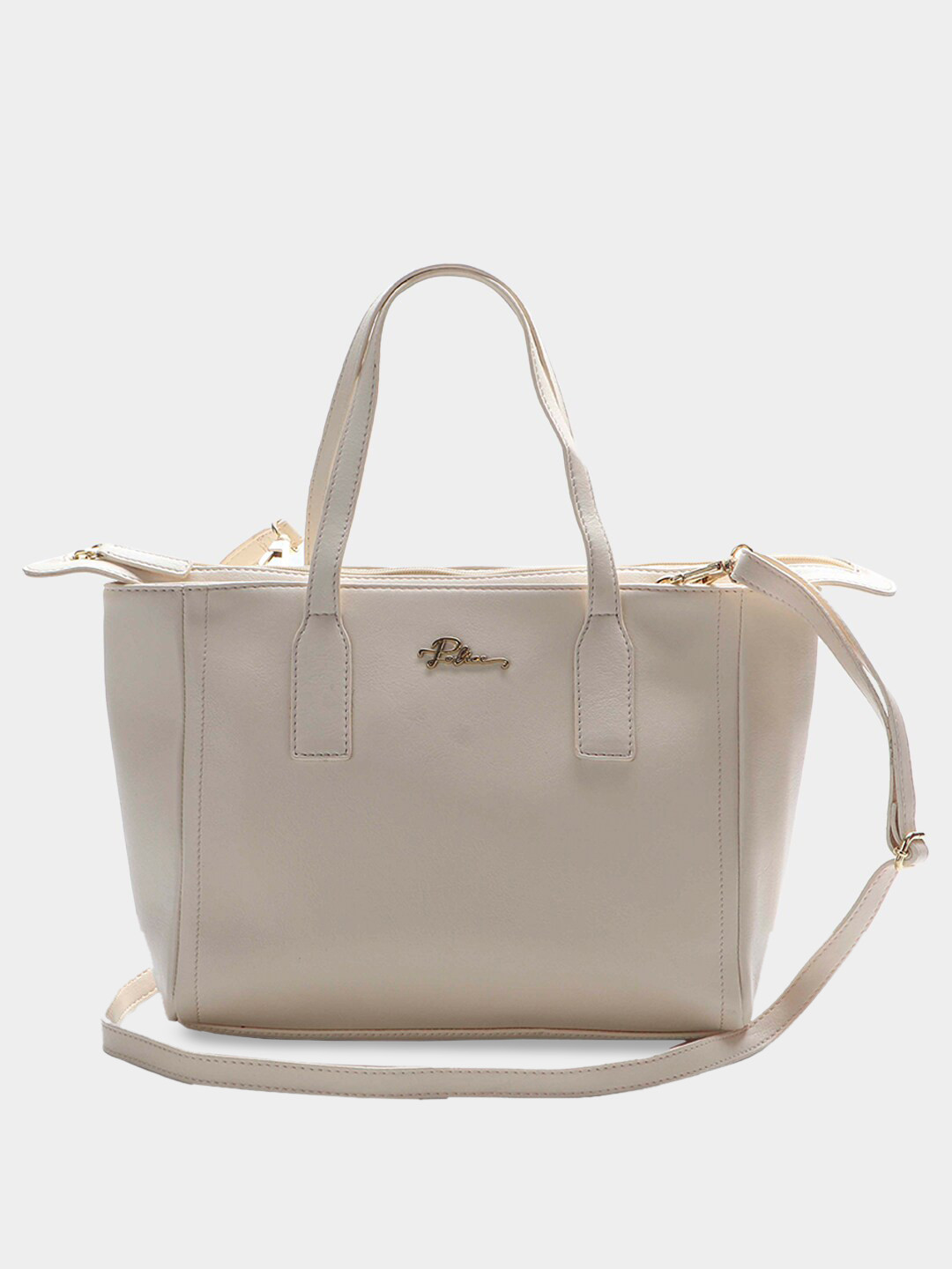 

Police Cream-Coloured Leather Structured Handheld Bag