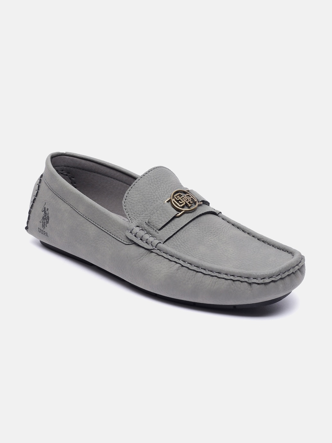 

U S Polo Assn Men Grey Textured PU Loafers