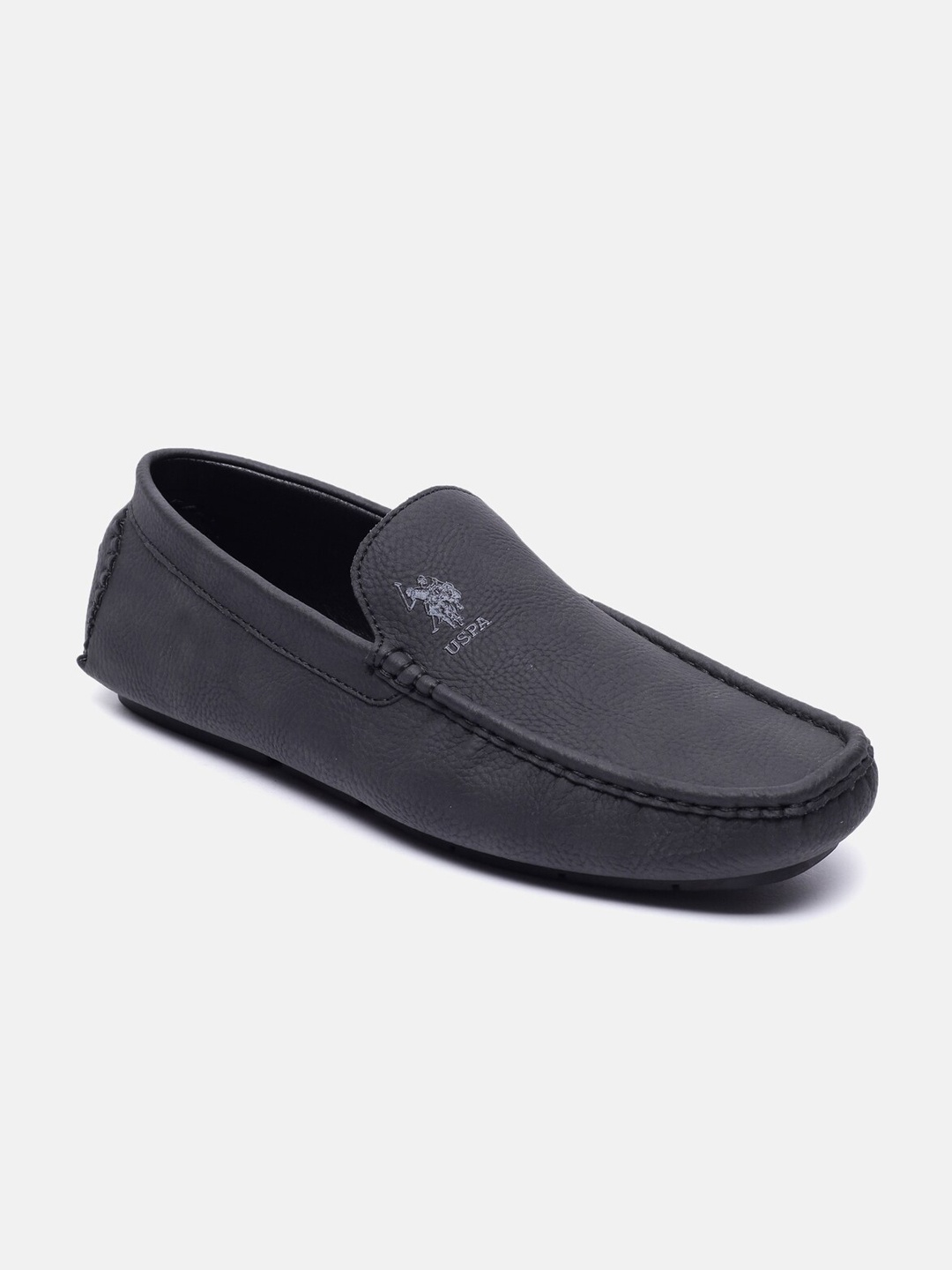 

U S Polo Assn Men Black Textured PU Loafers