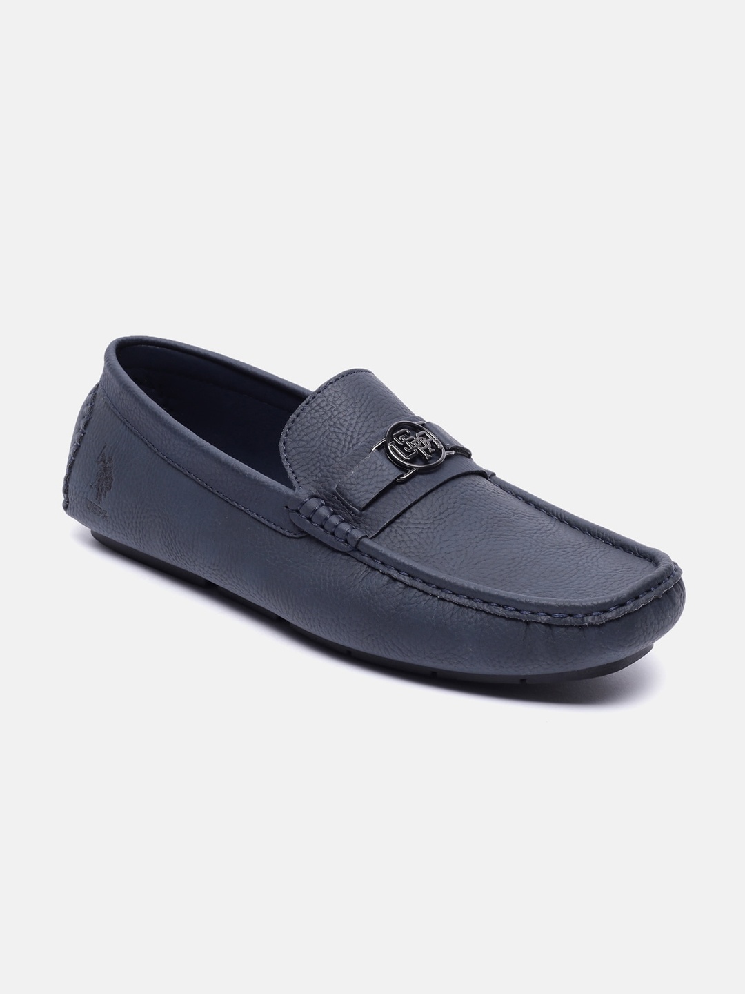 

U S Polo Assn Men Navy Blue Textured PU Loafers