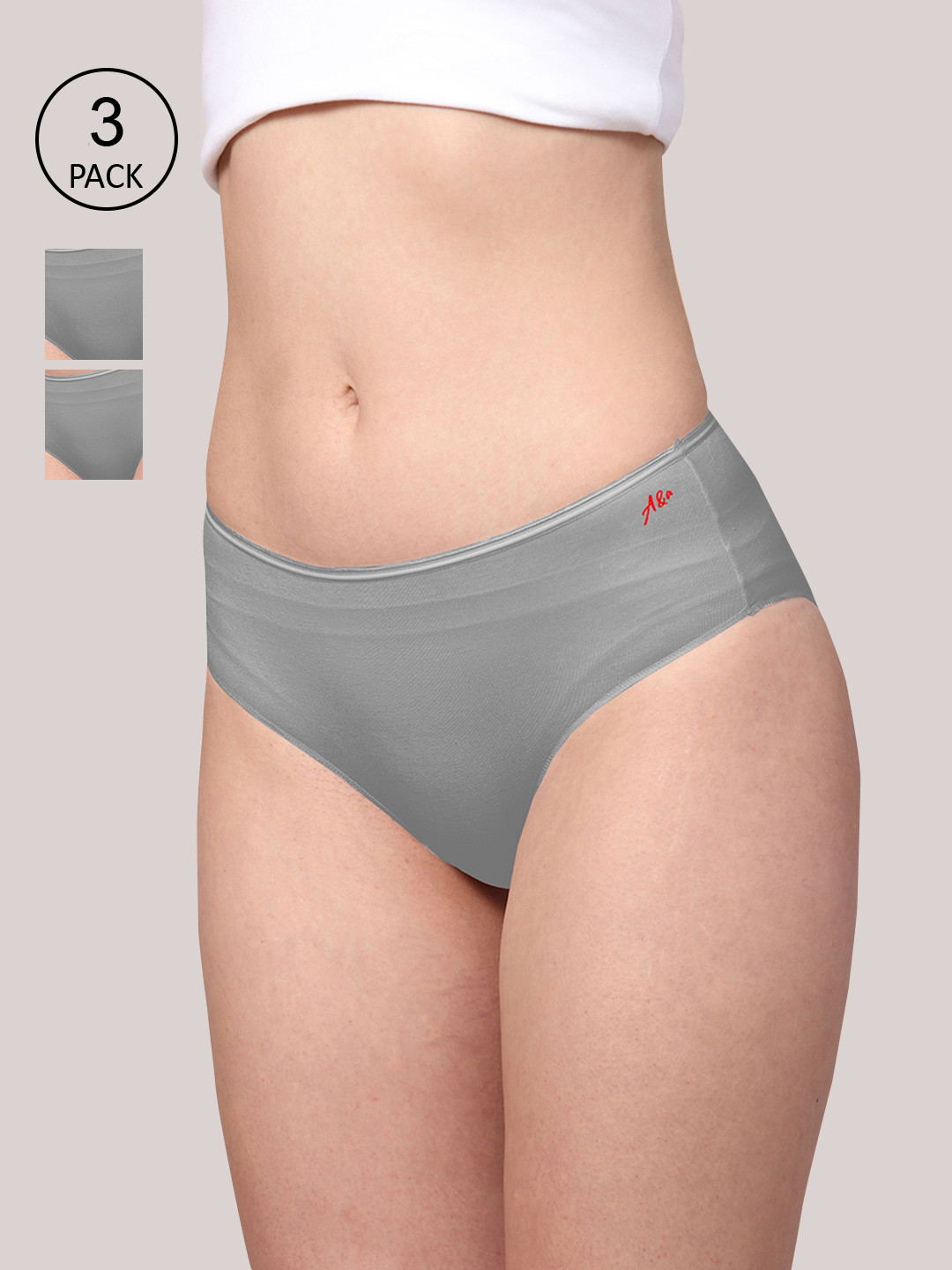 

Ashleyandalvis Women Pack of 3 Anti-Bacterial Anti Odour Modal Hipster AA-HP-MG-3, Grey
