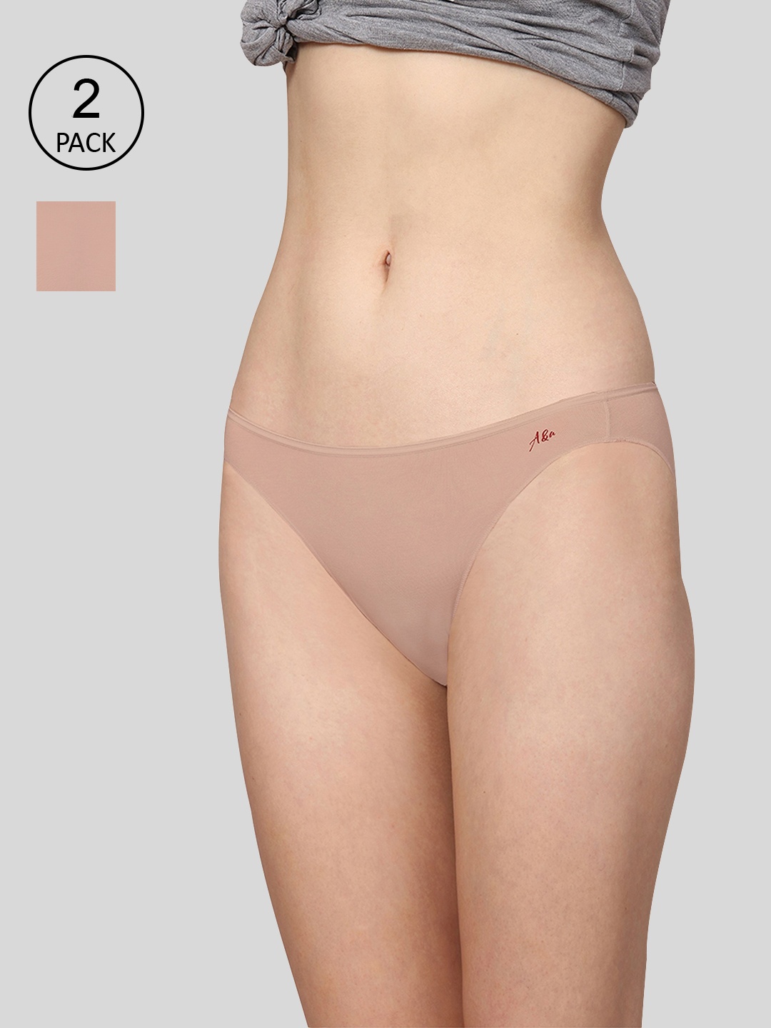 

Ashleyandalvis Women Pack of 2 Anti-Bacterial Anti Odour Modal Bikini AA-BK-AN-2, Nude