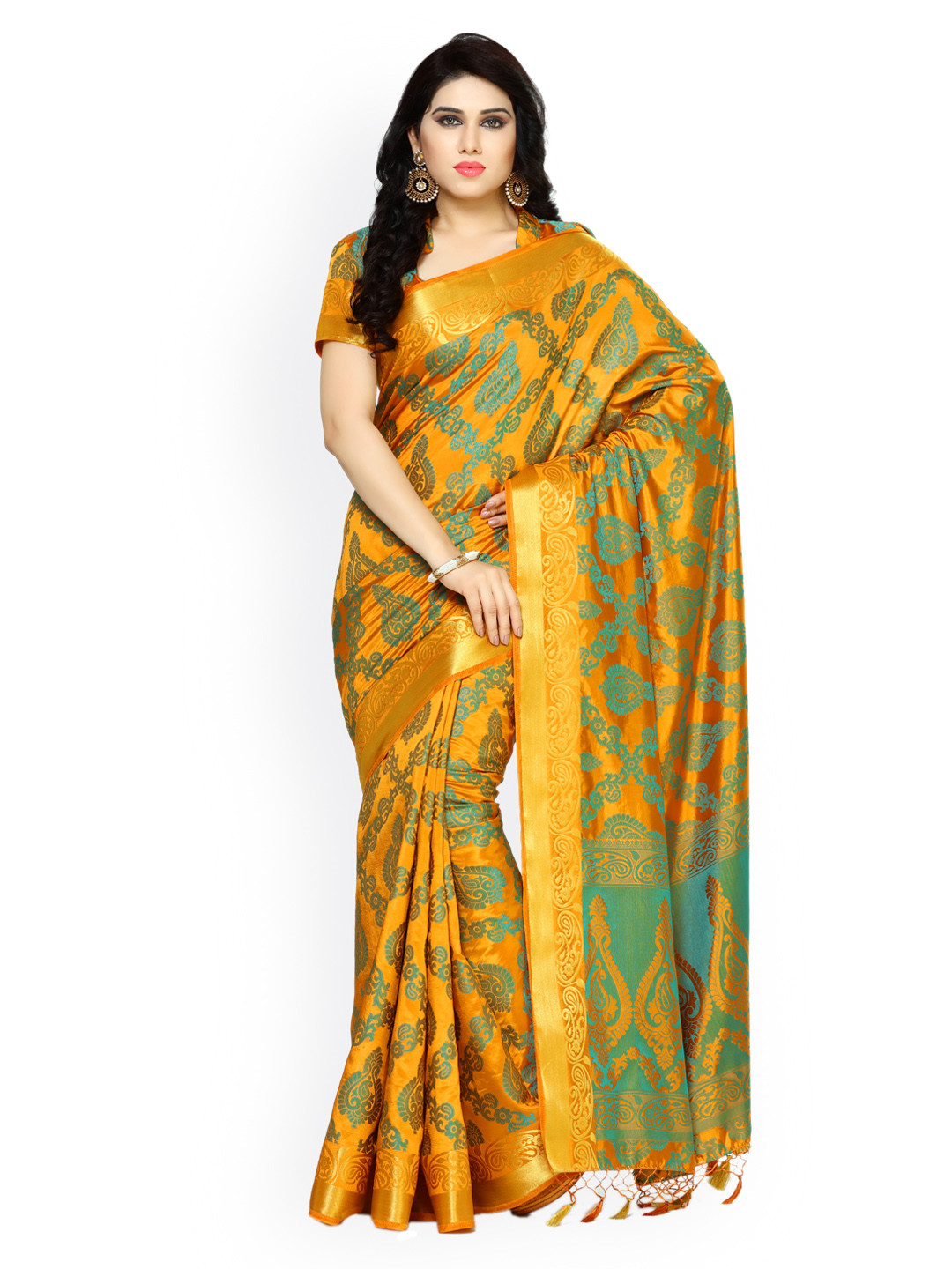 

MIMOSA Mustard Art Silk Woven Design Kanjeevaram Saree